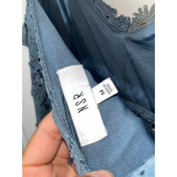 NSR Blue Crochet Lace Sleeveless Midi Dress For Women Size Medium - Picture 7 of 10